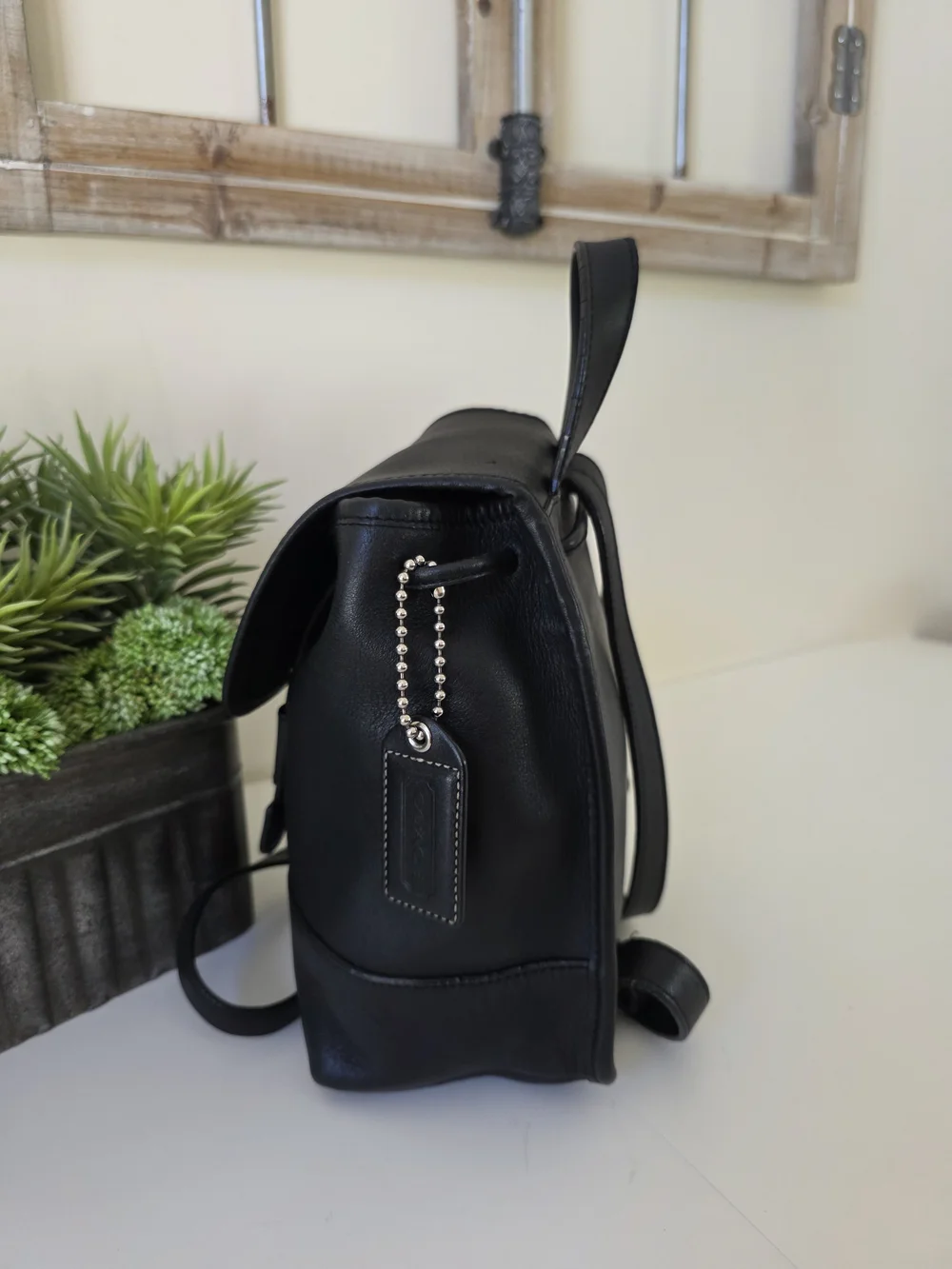Vintage Coach Daypack 9960 Black Leather Backpack Made In India 2007